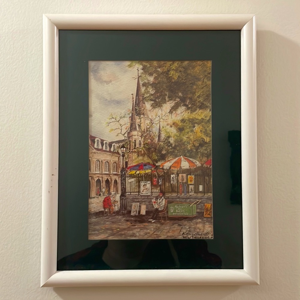 Vintage Framed K Eugelhardt New Orleans Scenic Print